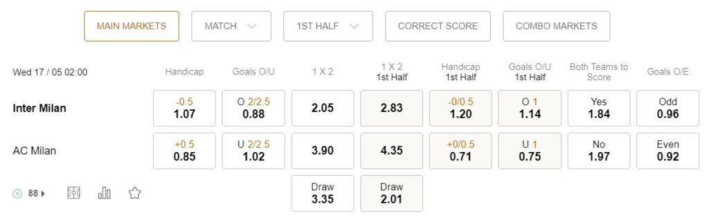 prediction Inter Milan vs AC Milan 17052023