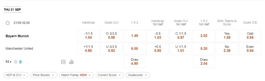 prediction Bayern vs MU 21092023