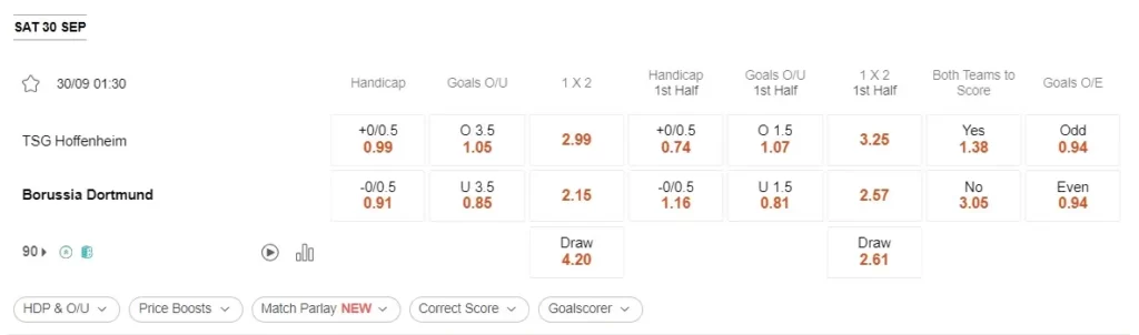 prediction Hoffenheim vs Dortmund 30092023