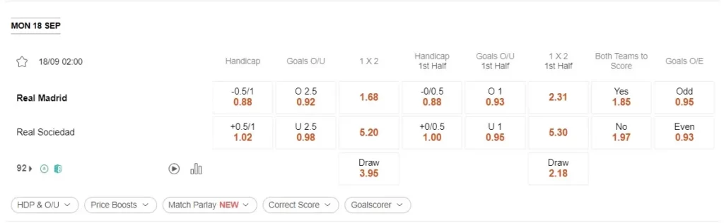 prediction Real Madrid vs Sociedad 18092023