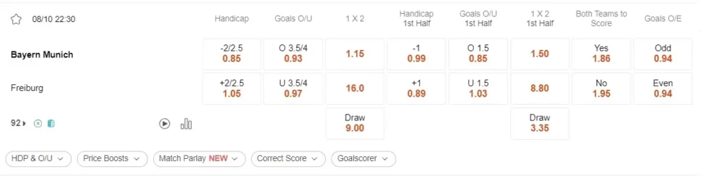 prediction Bayern Munich vs Freiburg 08102023