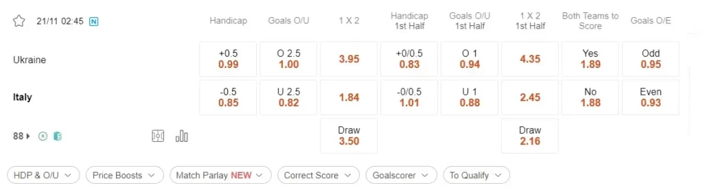 Ukraine vs Italia